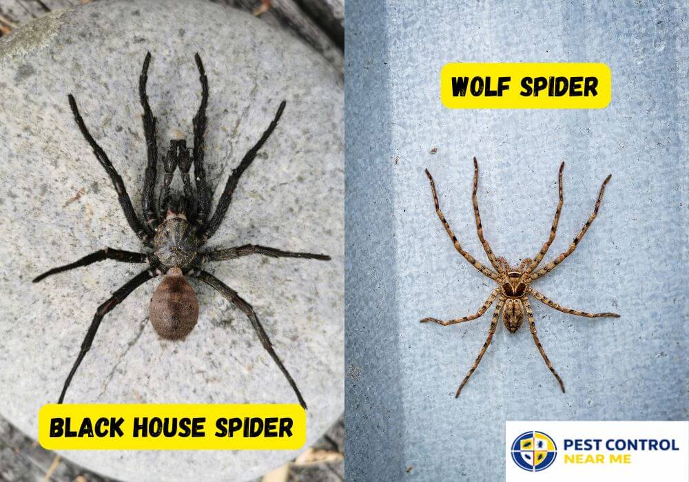Black House Spider vs Wolf Spider